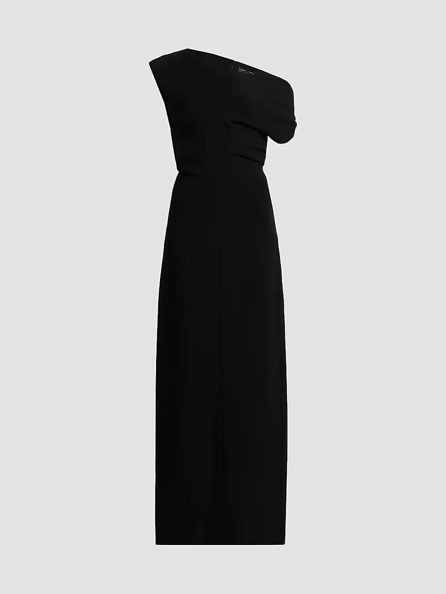 Rosina Asymmetric Double Crepe Column Gown
