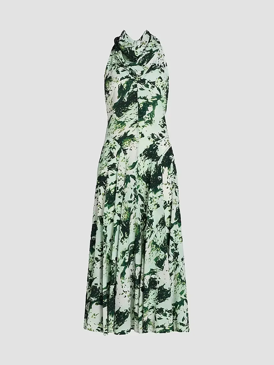 Adelide Printed Drape Midi-Dress by Proenza Schouler