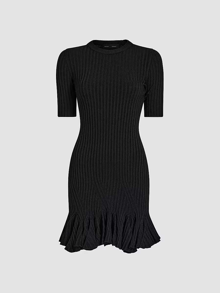 Leandra Ribbed Godet-Hem Minidress