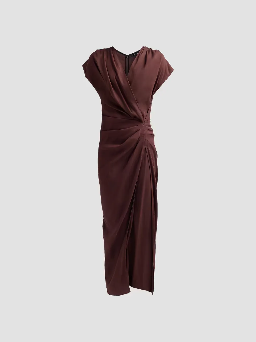 Bettina Linen-Blend Draped Midi-Dress