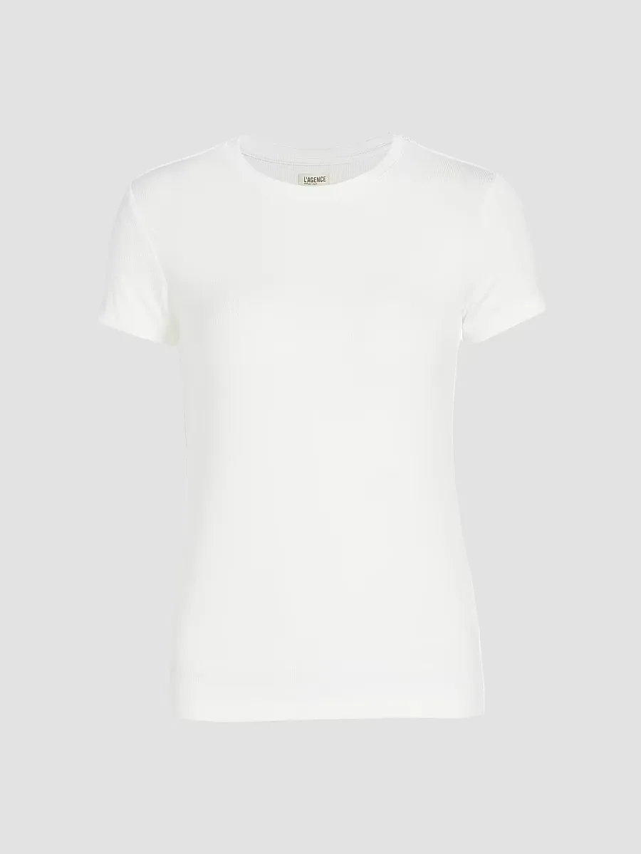 Ressi Rib-Knit Crewneck Tee by L'AGENCE