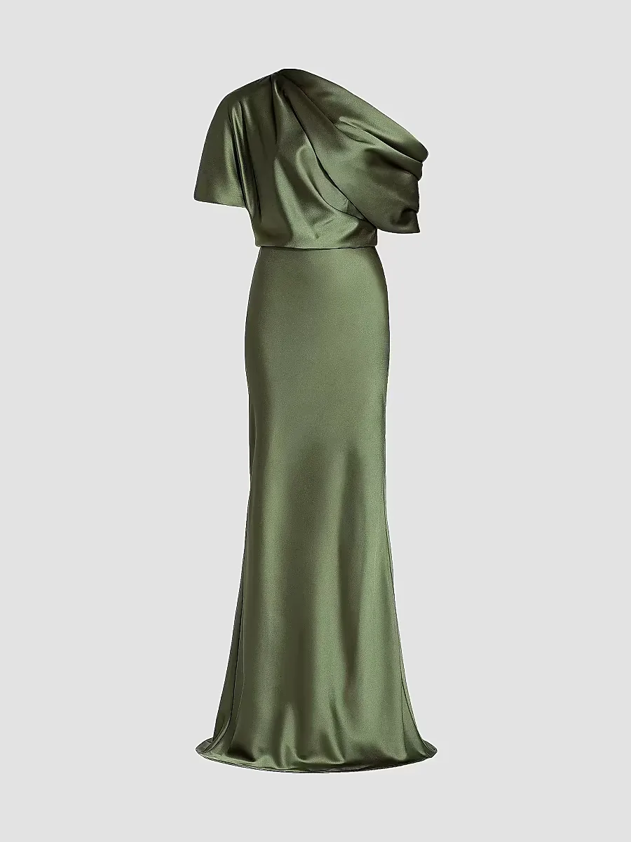 Satin One-Shoulder Gown
