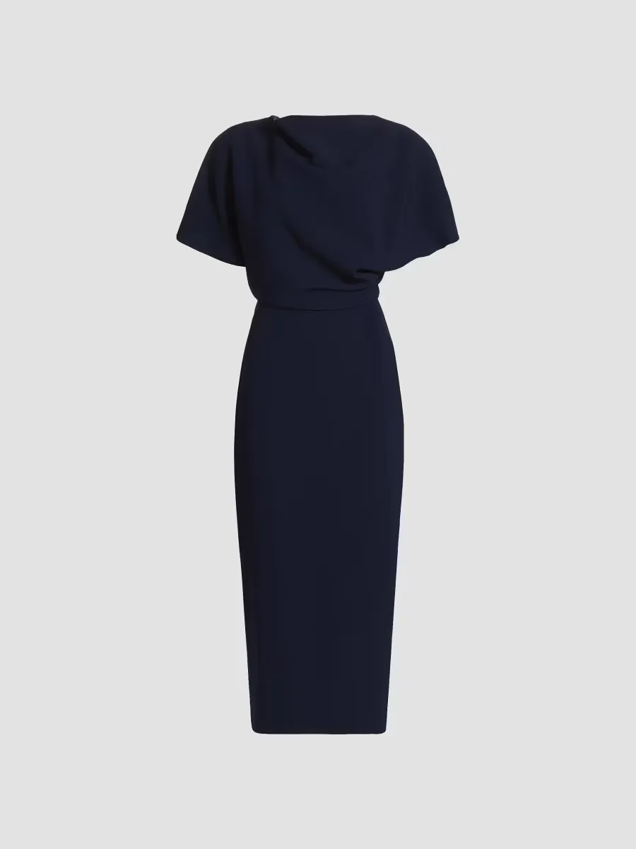 Draped Crepe Cocktail Dress