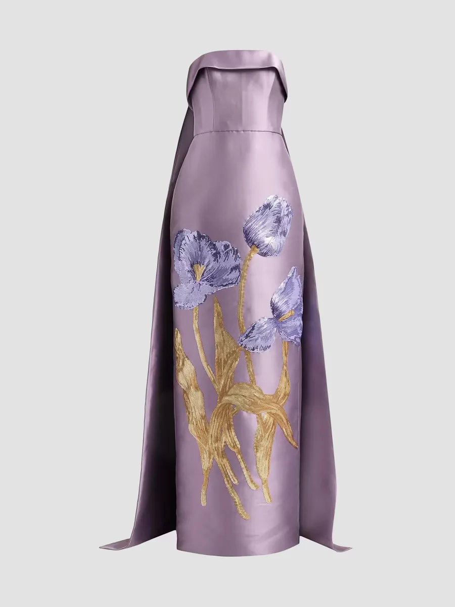 Tulip Watteau Column Gown by Amsale
