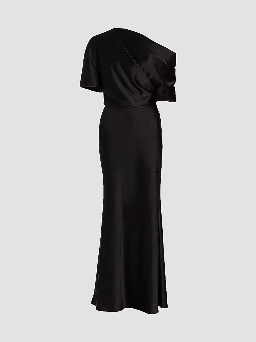 Satin One-Shoulder Gown