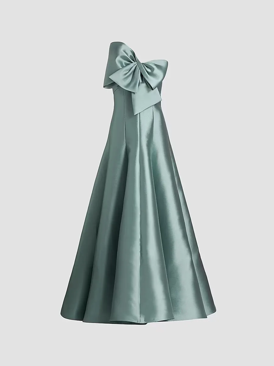 Satin One-Shoulder Bow Gown by Amsale
