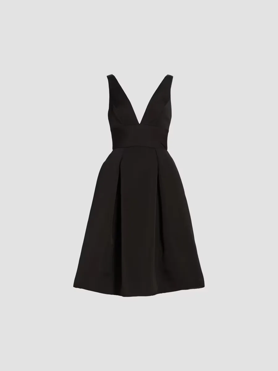 Faille Deep V-Neck Dress by Amsale
