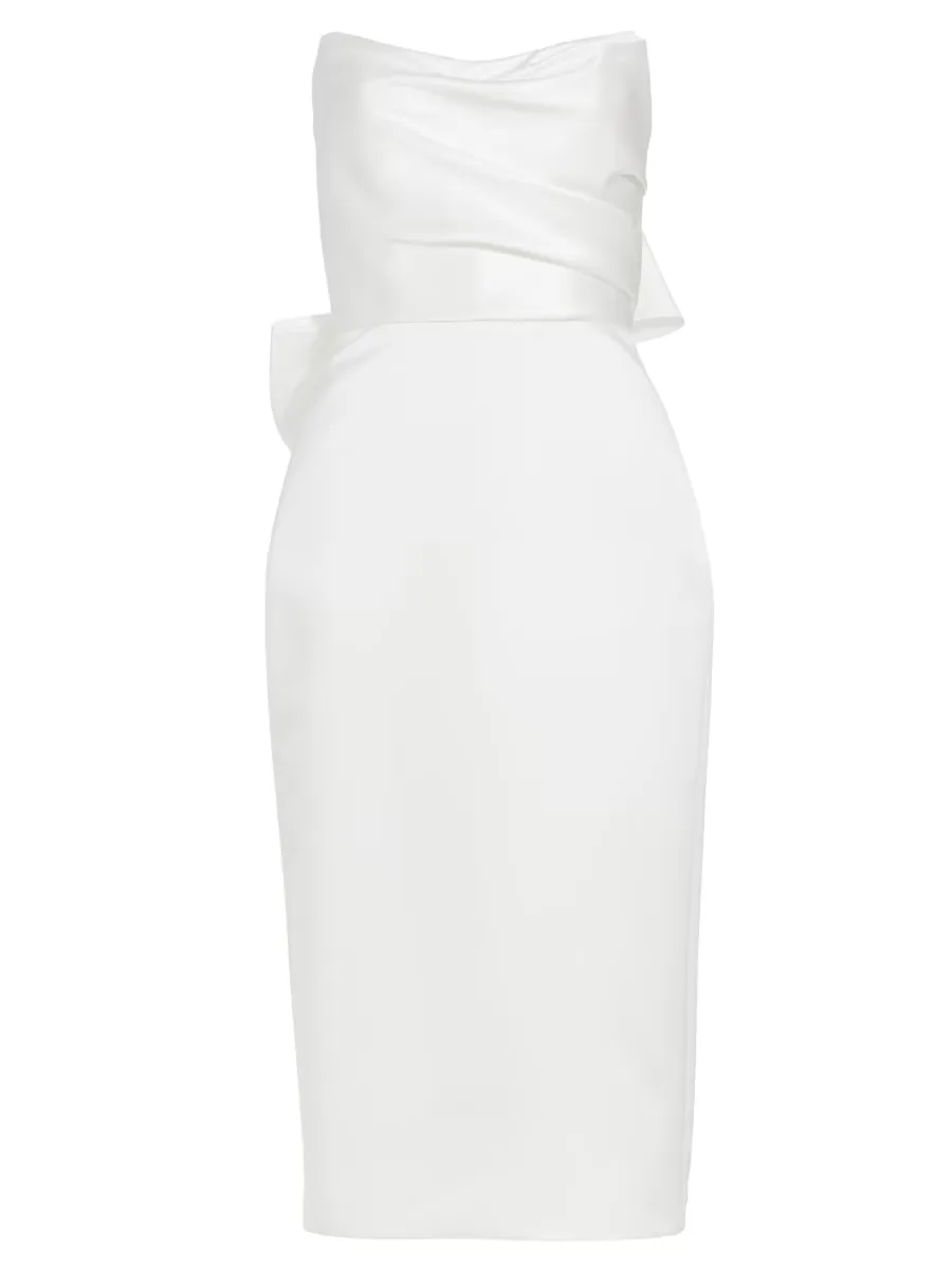 Duchess Satin Bow-Back Midi-Dress by Amsale