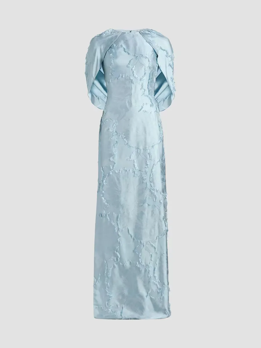Satin Cape-Detail Gown by Amsale
