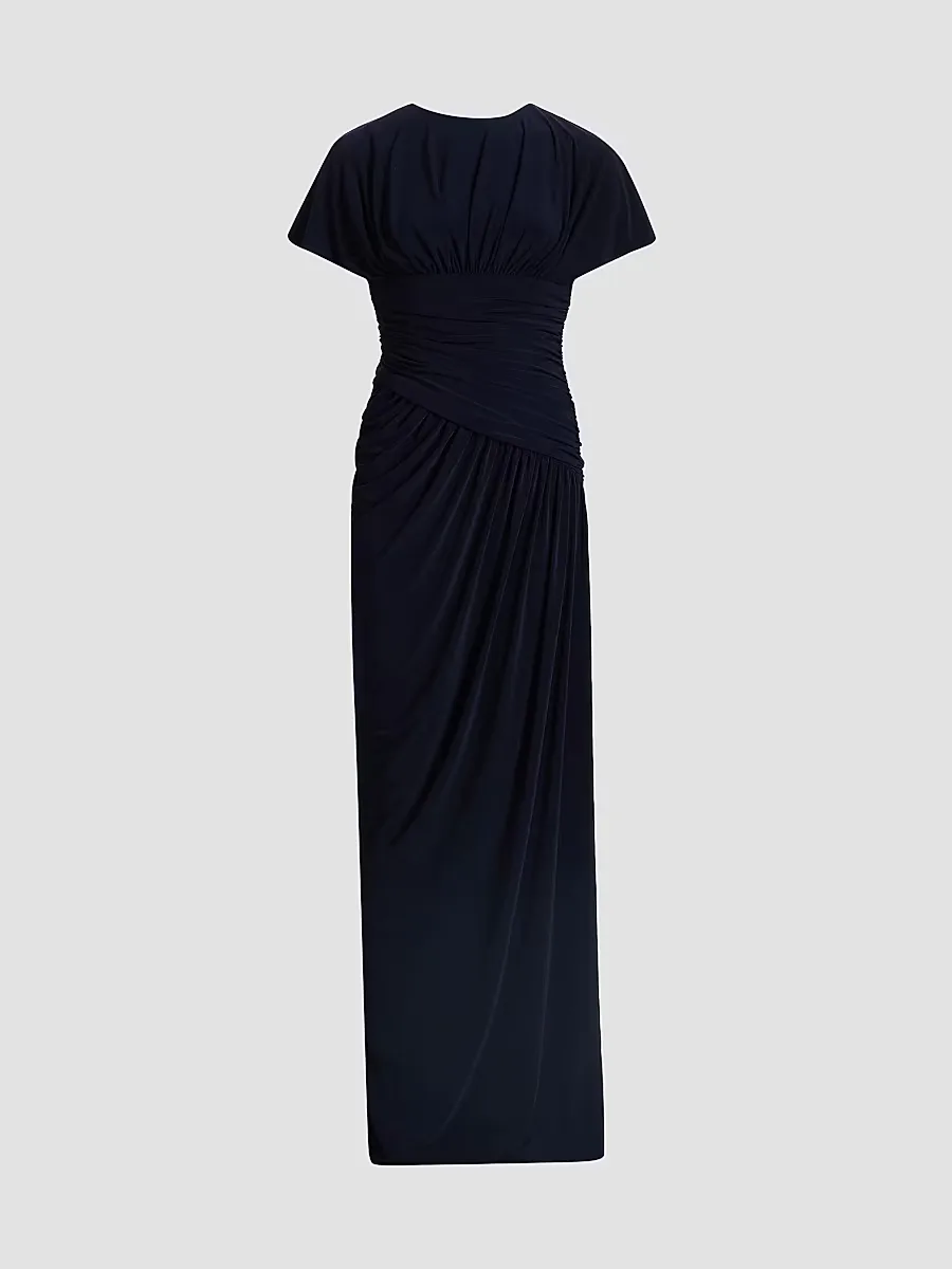 Draped Jersey Column Gown