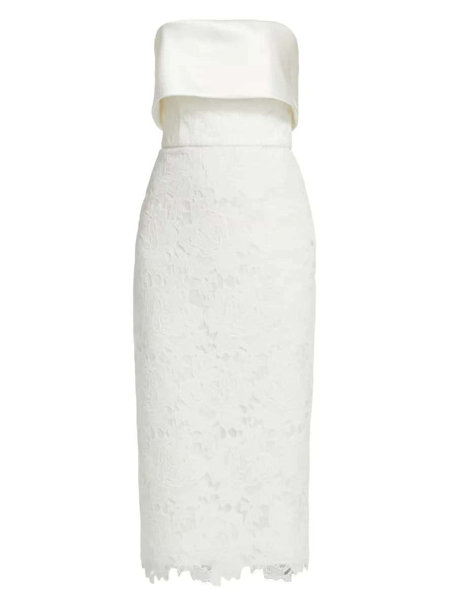 Lace Strapless Column Midi-Dress by Amsale