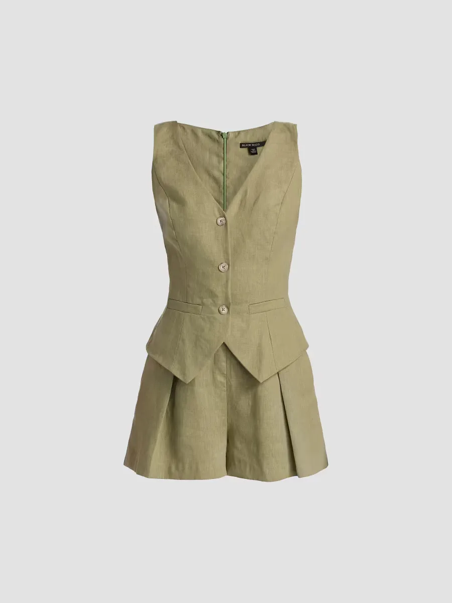 Matias Linen Romper by Black Halo