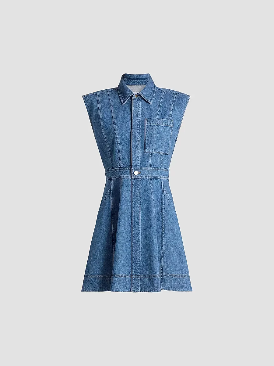 Hailey Panelled Denim Minidress by Tanya Taylor