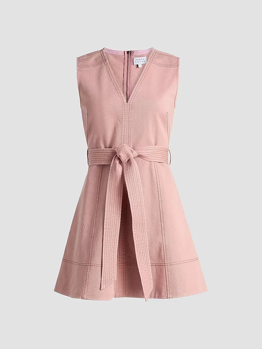 Reina Belted Denim Minidress by Tanya Taylor