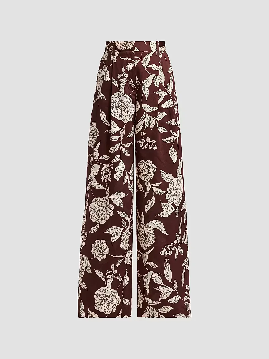 Jodi Floral Twill Wide-Leg Pants by Tanya Taylor