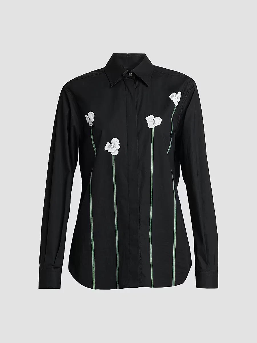 Floral Stretch-Cotton Blouse by Moschino