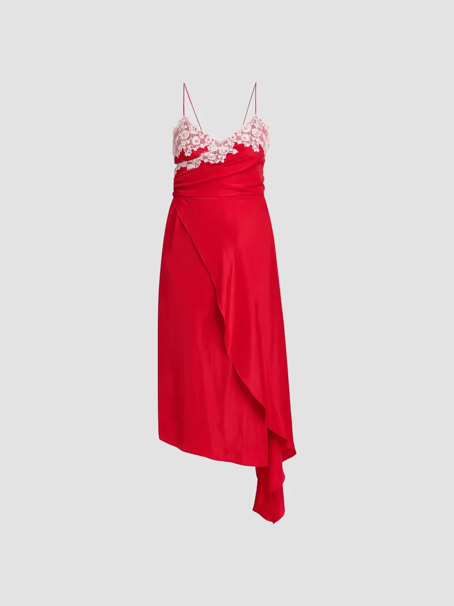 Lace & Satin Wrap-Style Dress by Moschino