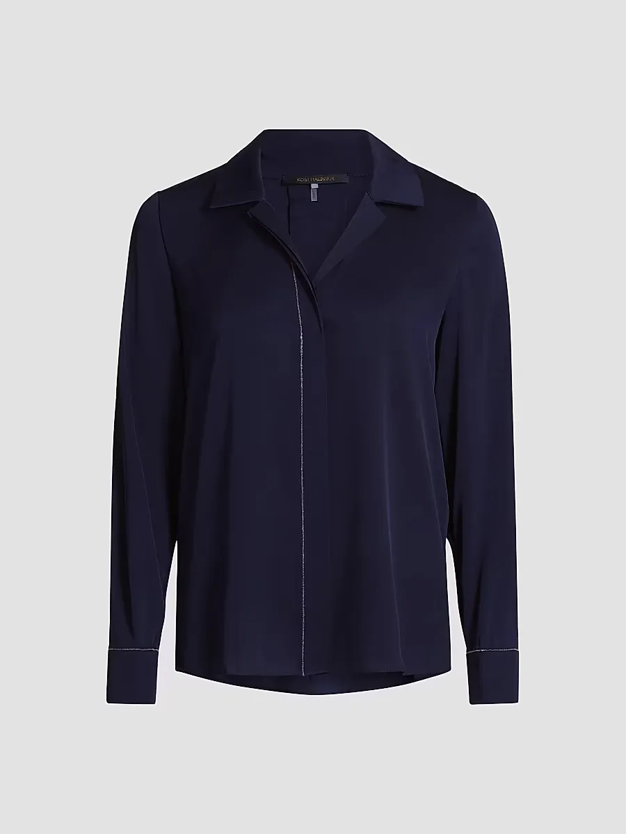 Ceanna Chain Long-Sleeve Blouse