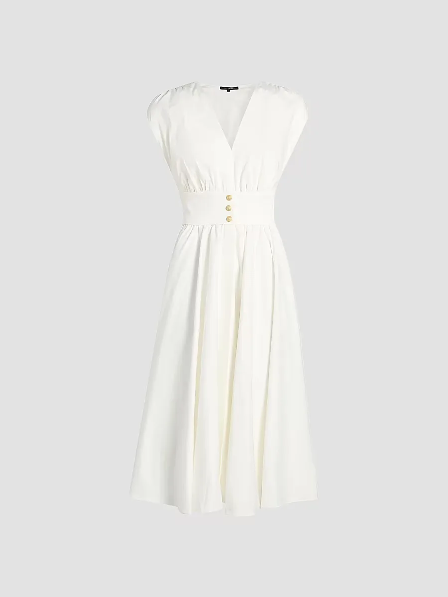 Rose Draped Button-Front Midi-Dress by Kobi Halperin