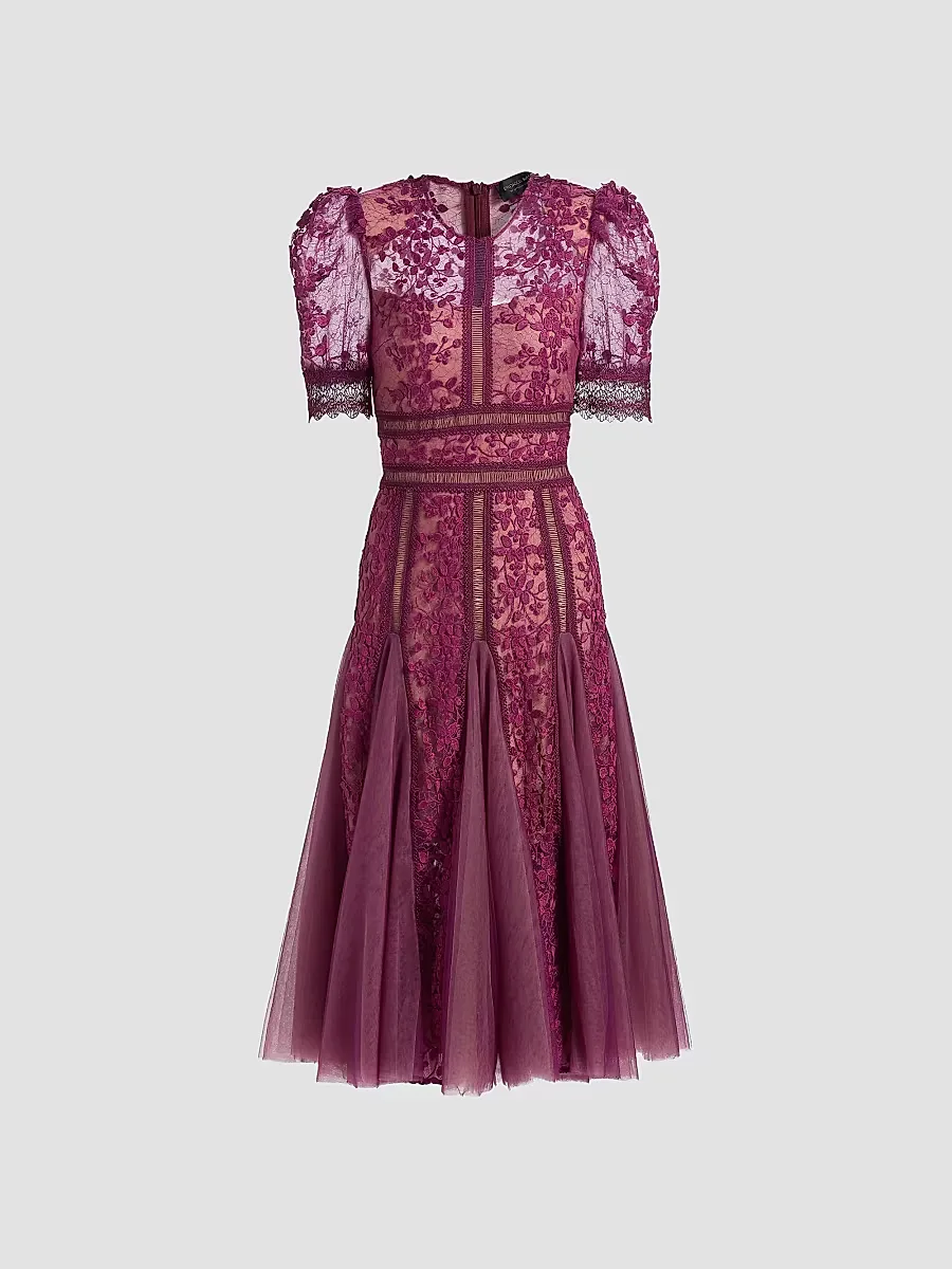 Megan Lace & Tulle Midi-Dress by Bronx Banco