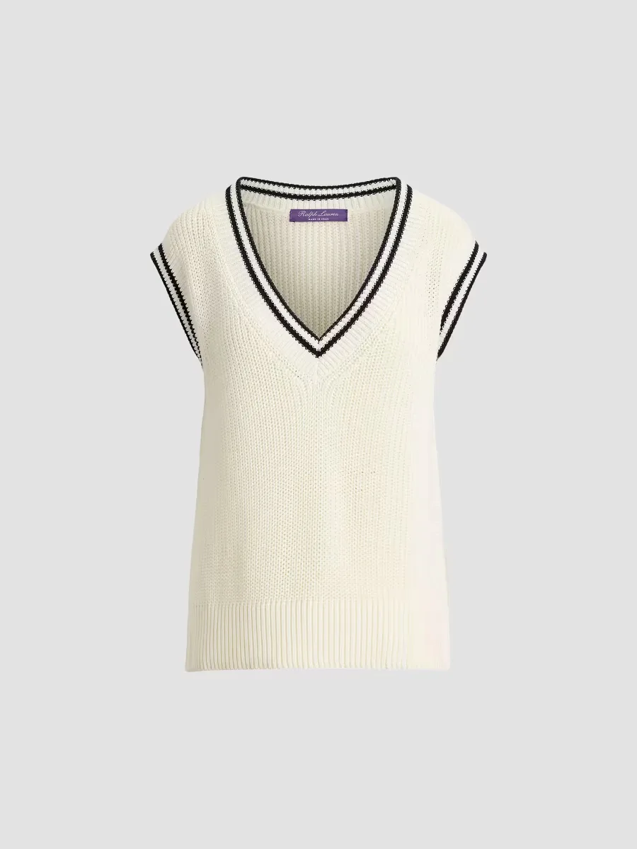 Cotton-Silk Oversized Sweater Vest by Ralph Lauren