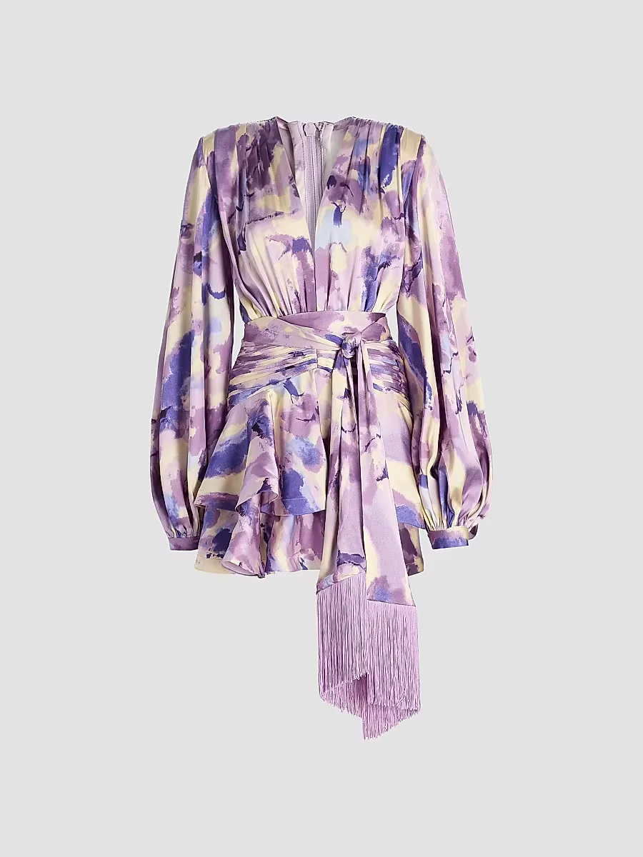 Wisteria Bedouin Abstract A-Line Minidress by Bronx Banco