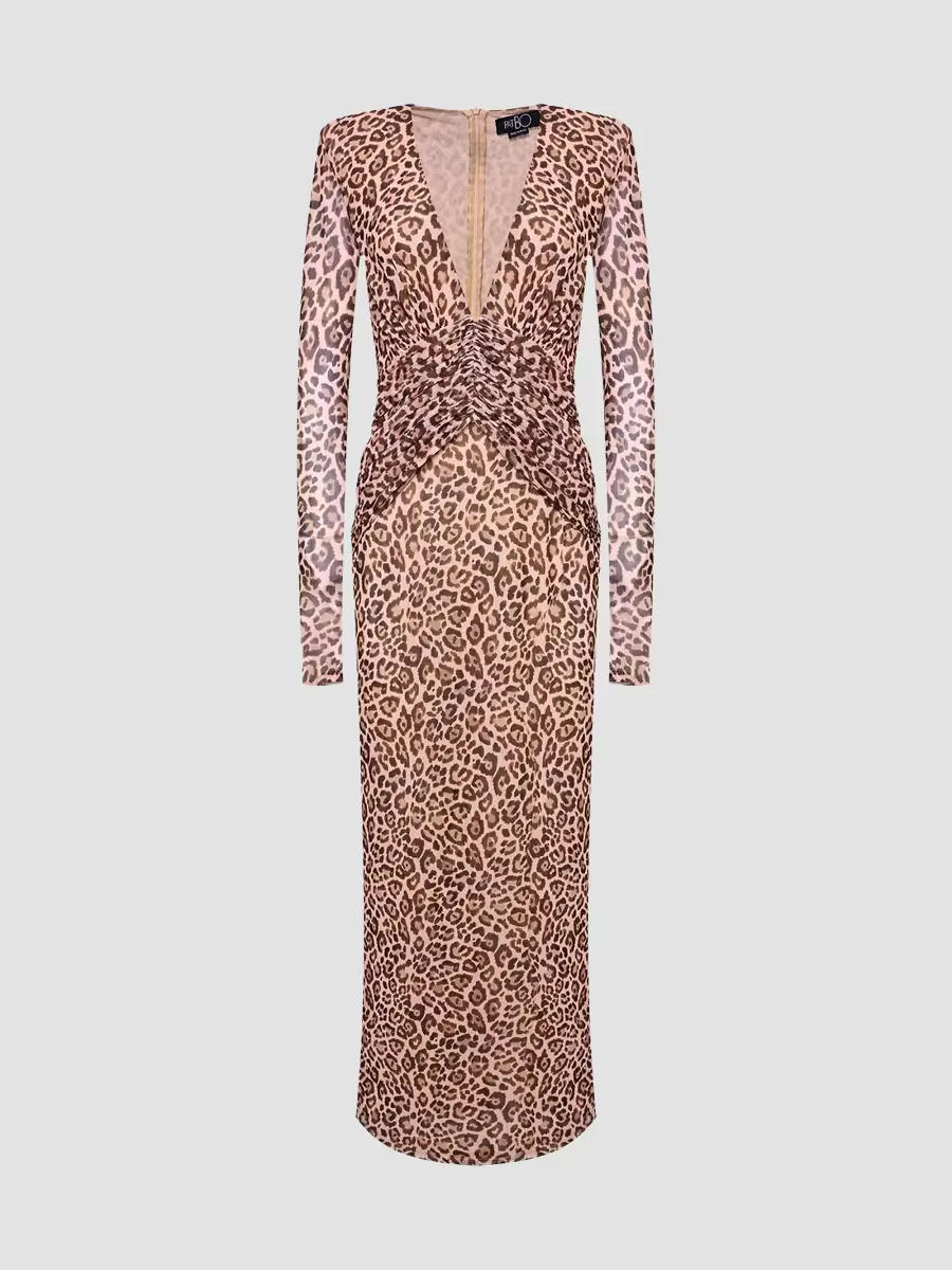 Panthera Leopard-Print Tulle Maxi Dress by PatBO