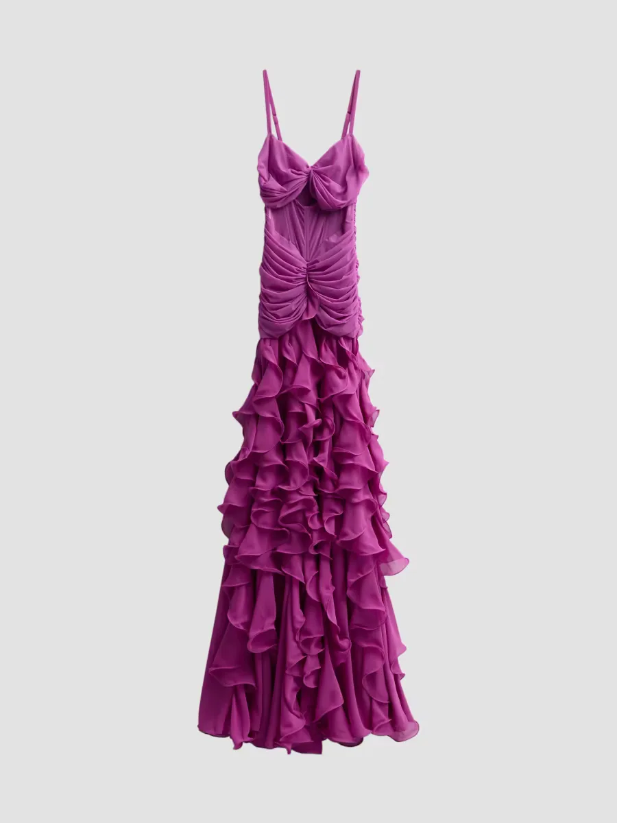 Gloria Chiffon Ruffle Maxi Dress by PatBO