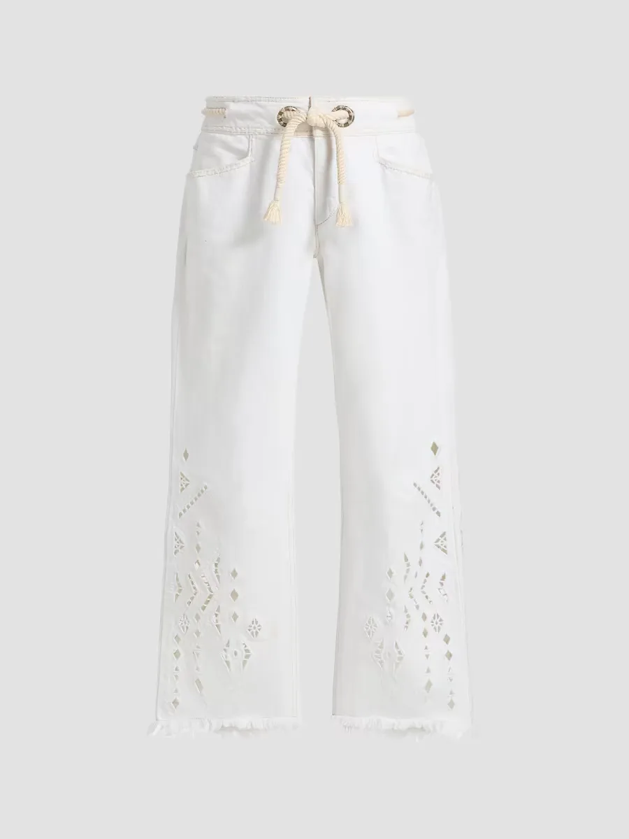 Alison Eyelet Tie-Waist Crop Jeans by Isabel Marant