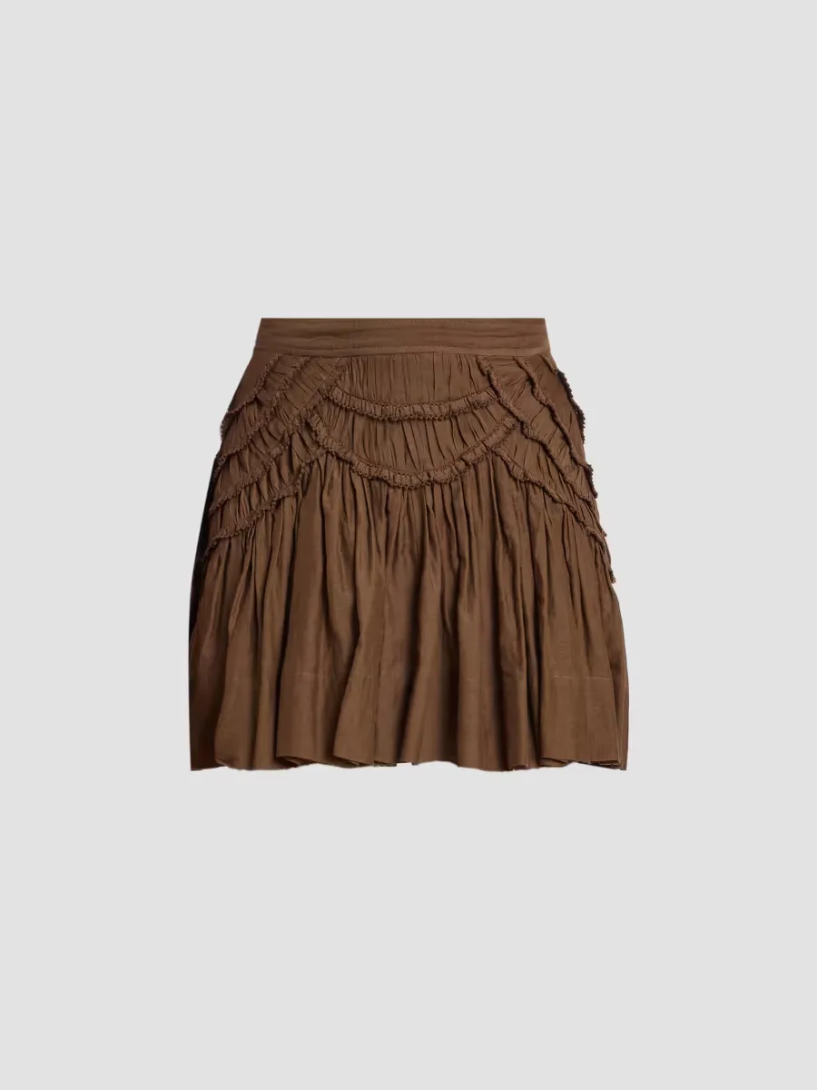 Ceola Ruffle-Trim Pleated Miniskirt