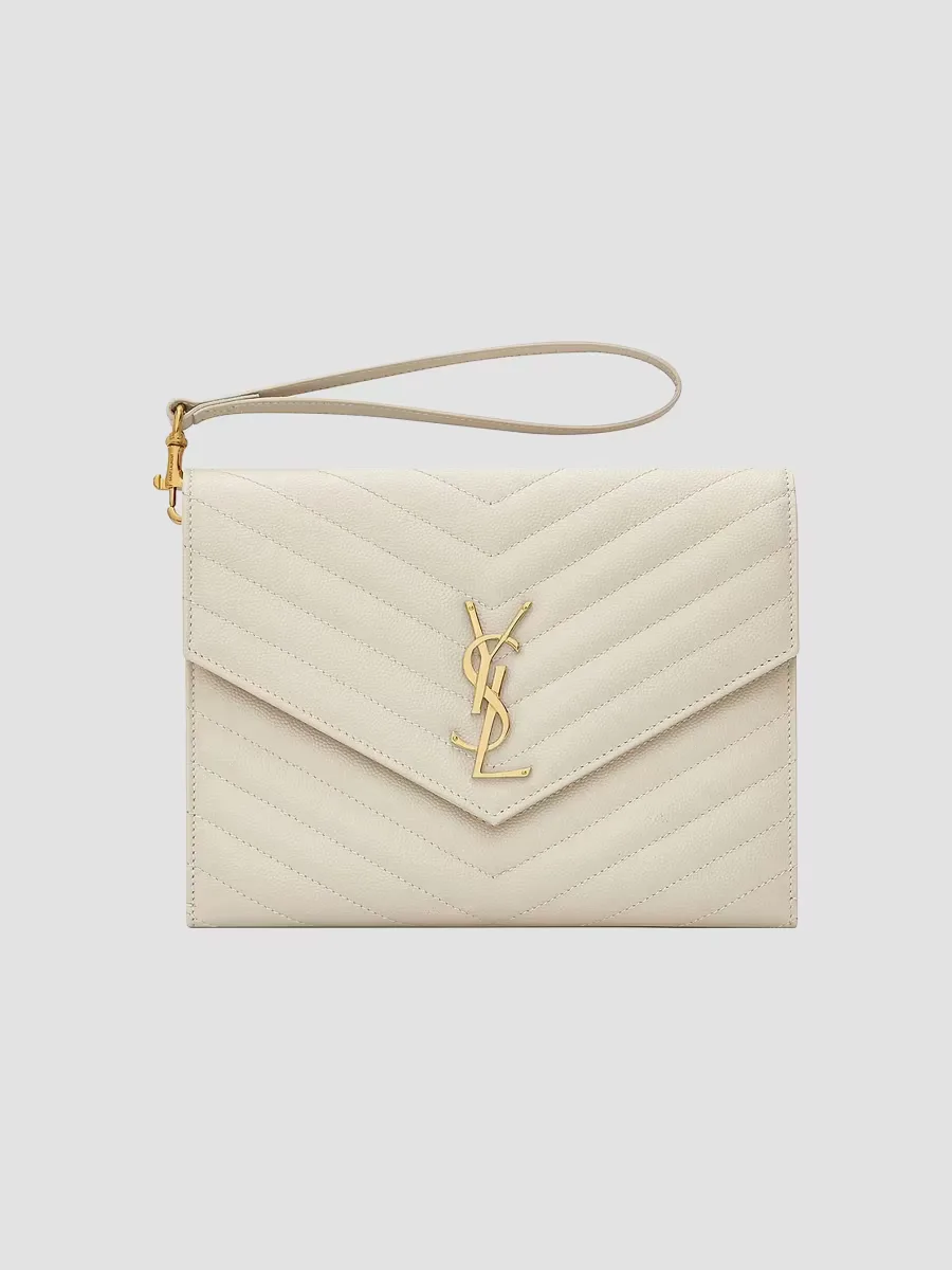 Cassandre Matelasse Flap Pouch in Quilted Grain De Poudre Embossed Leather