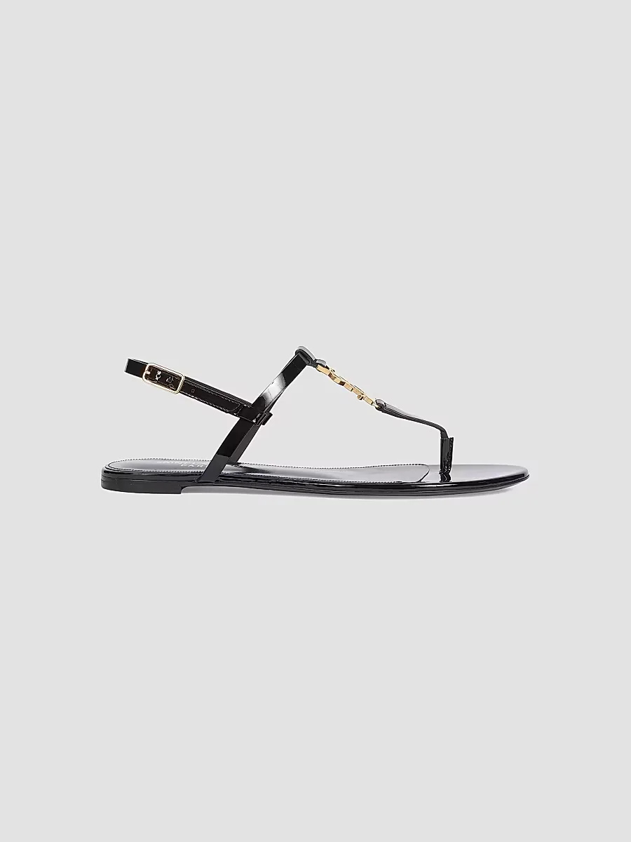 Cassandra Patent Leather Slingback Thong Sandals