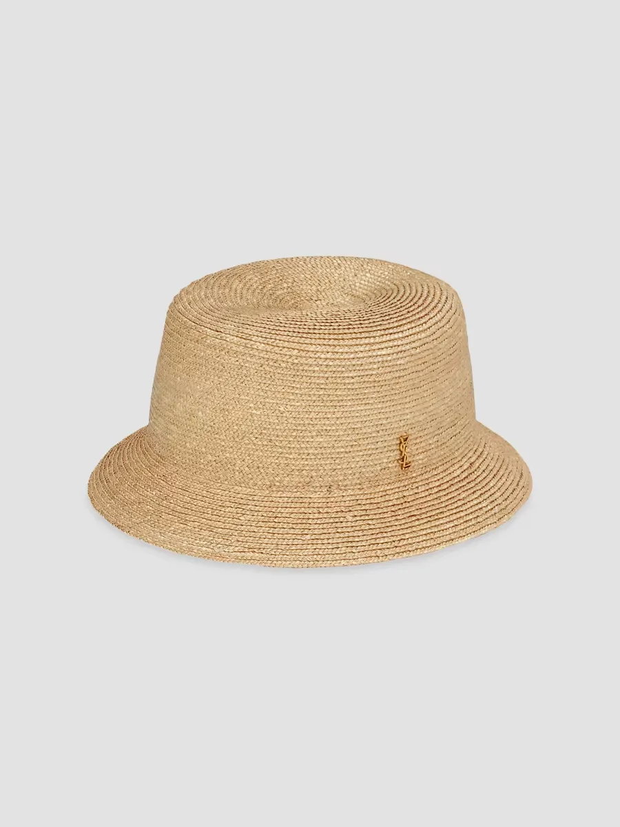 Maglina Straw Bucket Hat by Saint Laurent