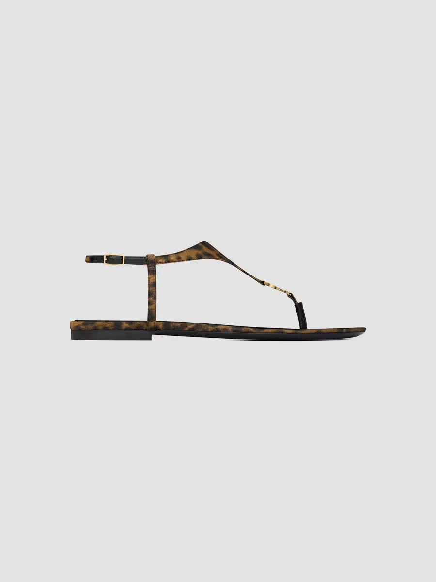 Cassandra Sandals in Leopard Grosgrain by Saint Laurent