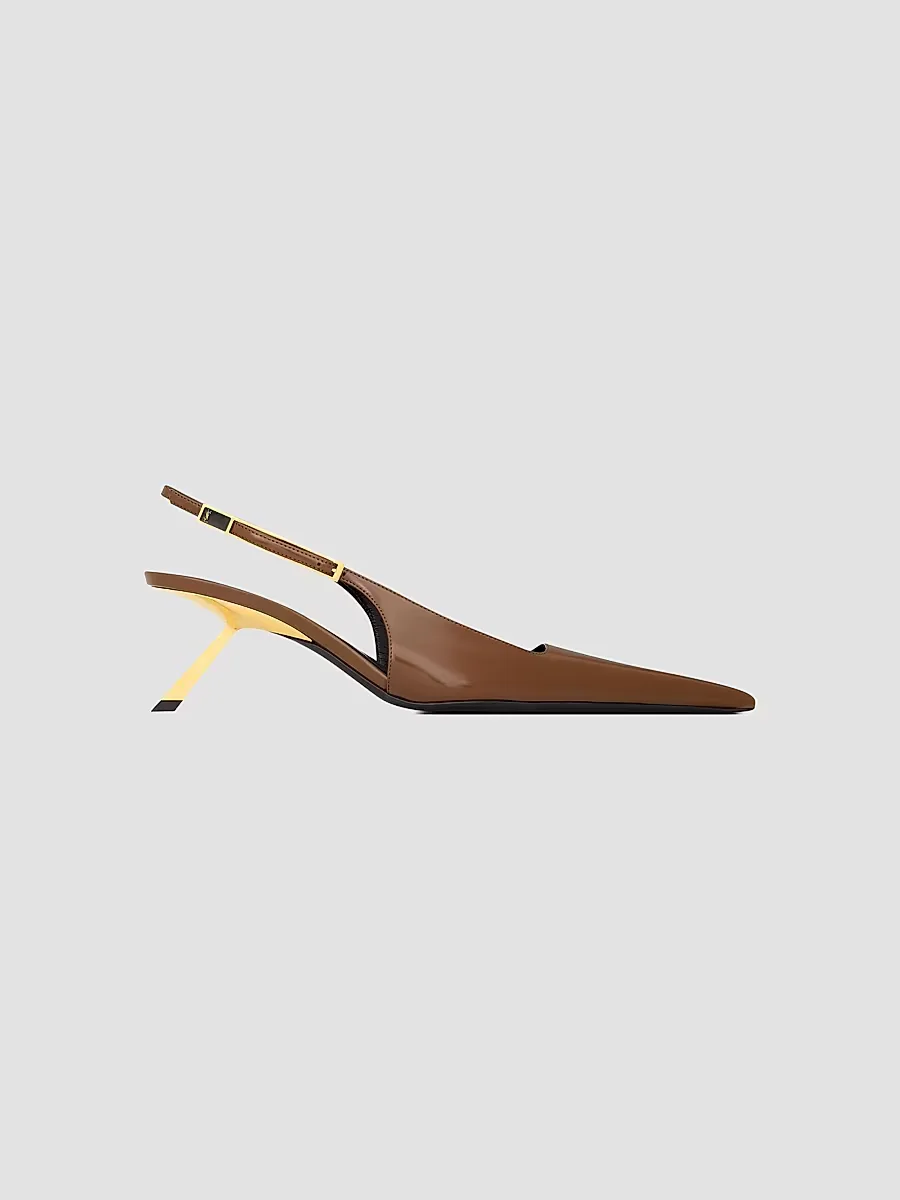 Lee Slingback Pumps in Glazed Leather by Saint Laurent