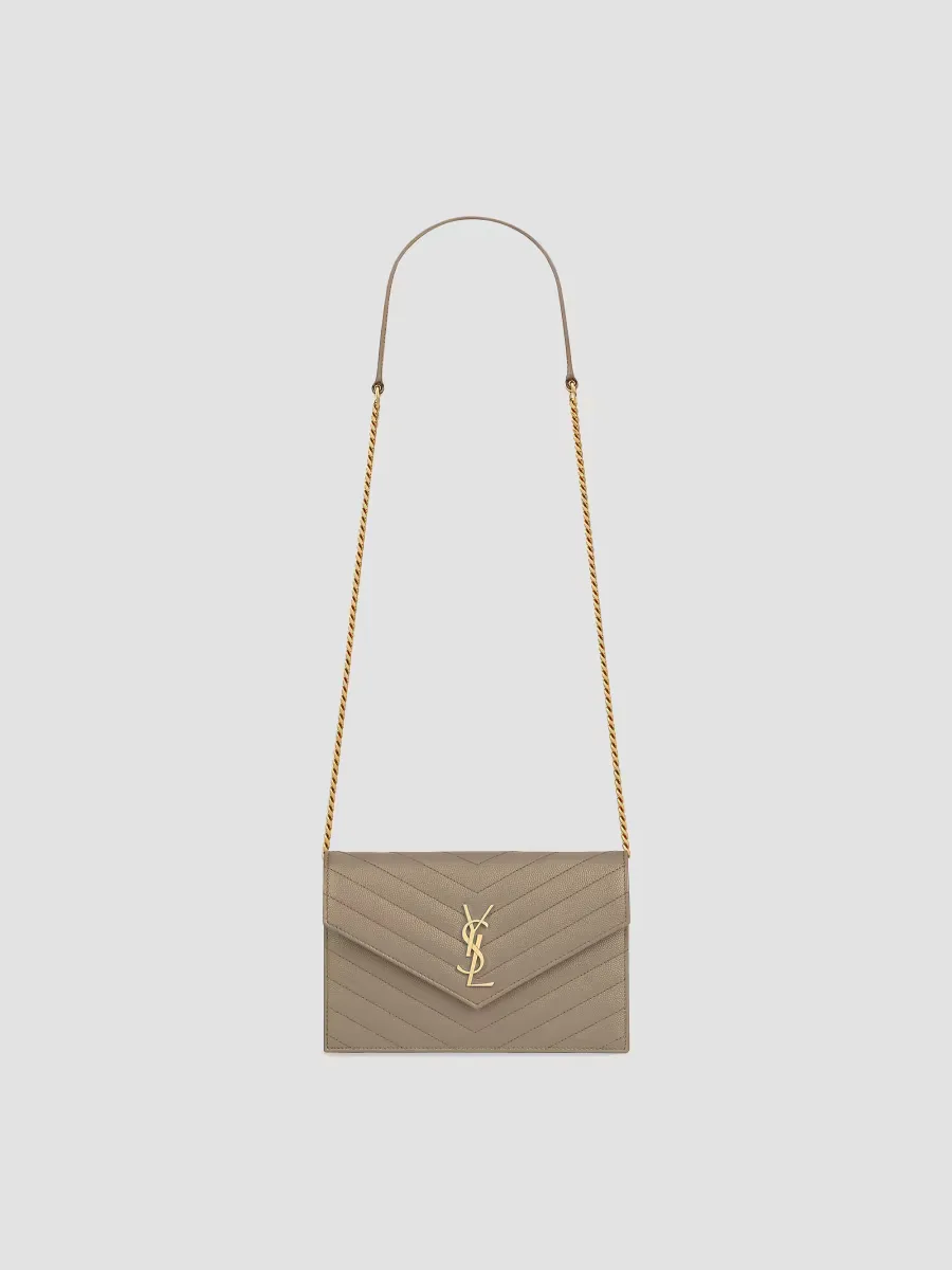 Cassandre Envelope Chain Wallet in Grain De Poudre Leather
