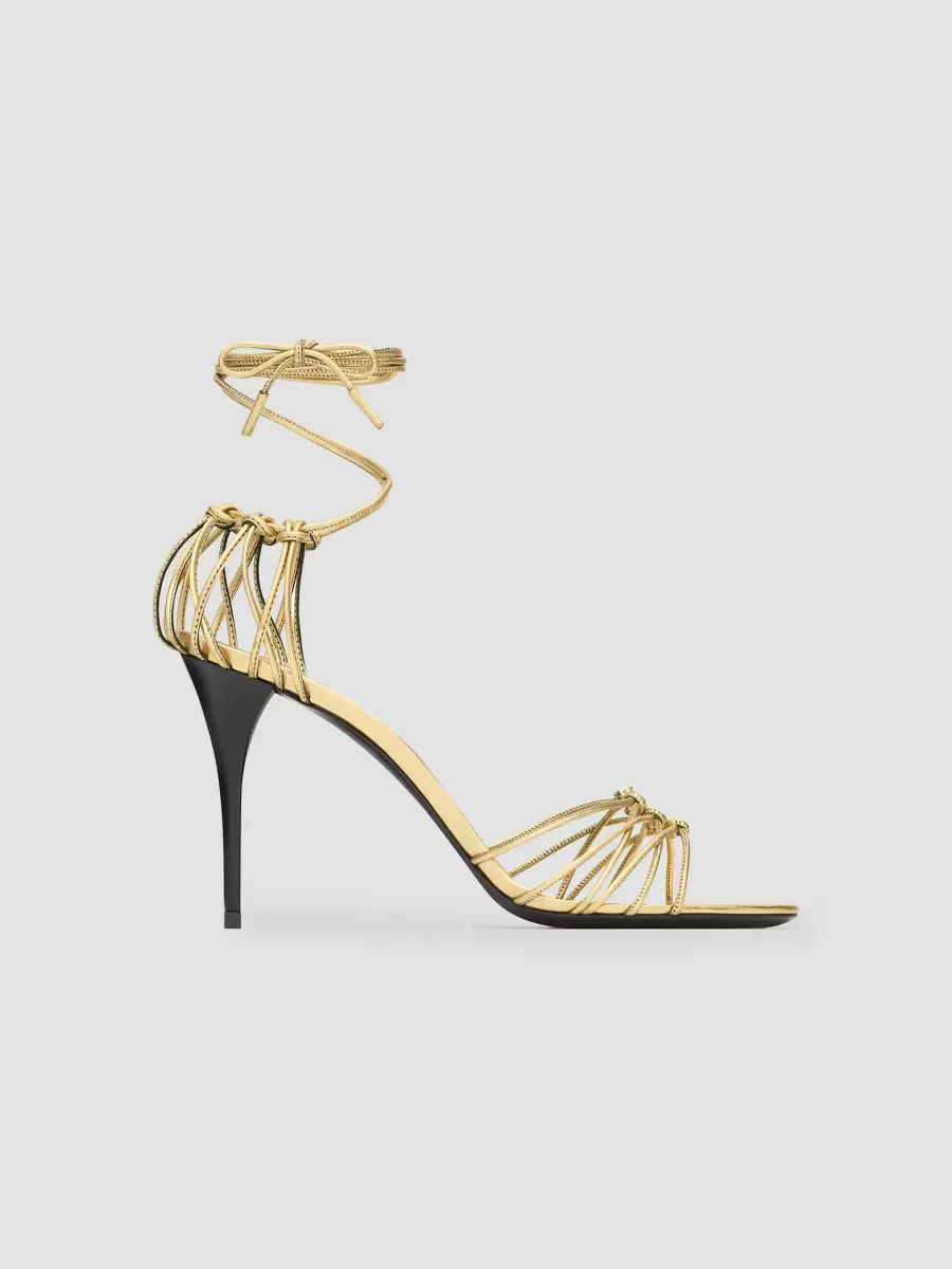 Babylone Sandals in Metallic Leather by Saint Laurent