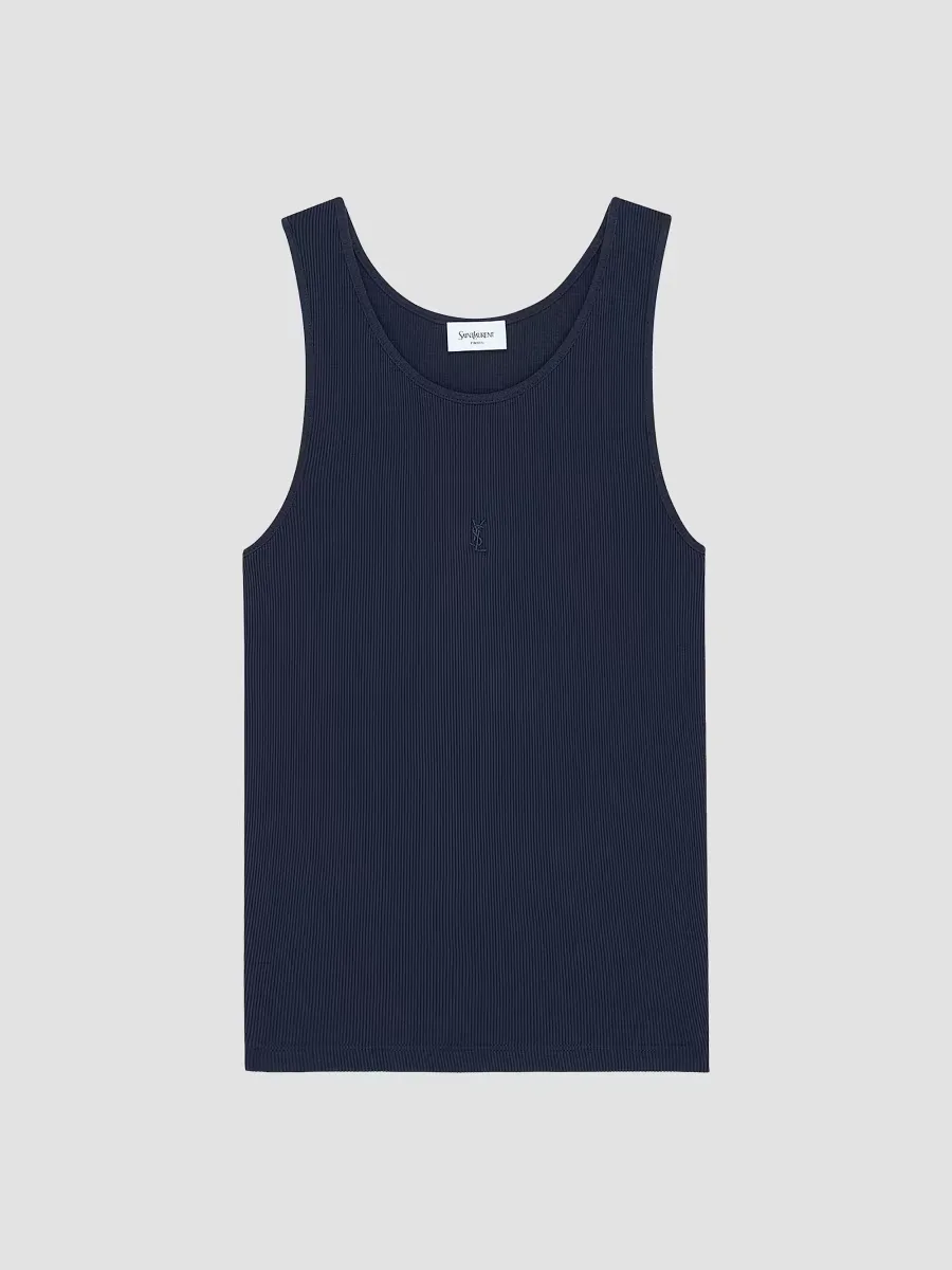 Cassandre Tank Top in Ribbed Cotton Jersey by Saint Laurent