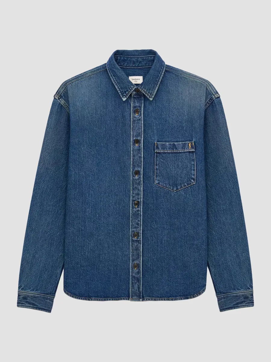 Cassandre Shirt in Denim by Saint Laurent