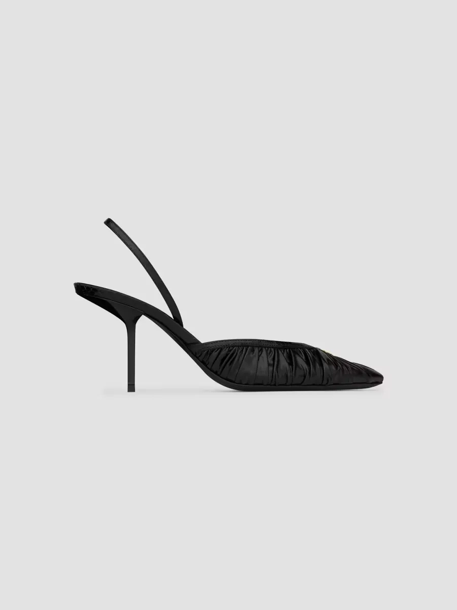 Folie Slingback Pumps in Smooth Leather and Faux-Python by Saint Laurent
