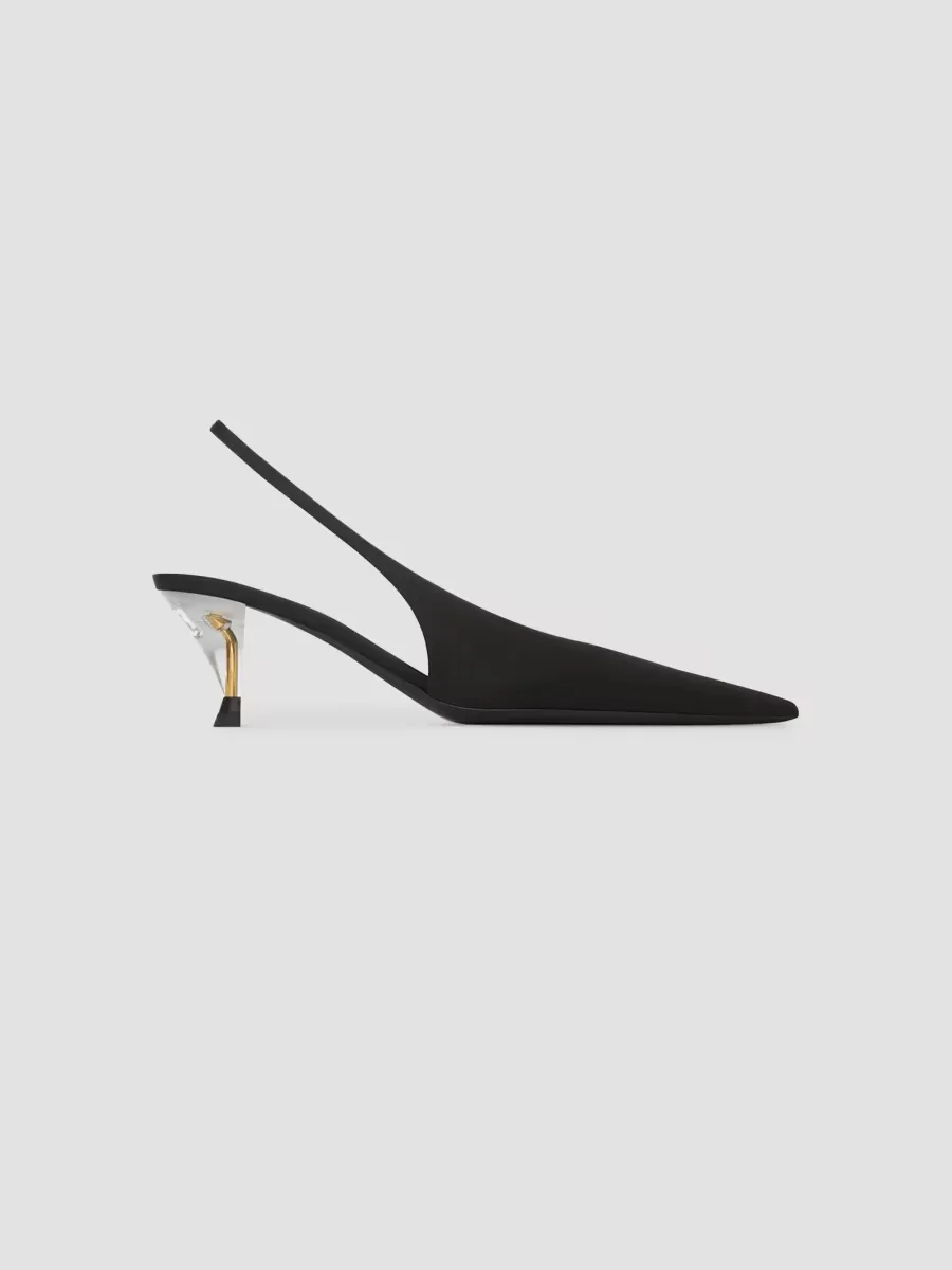 Fanny Slingback Pumps in Satin Crepe by Saint Laurent