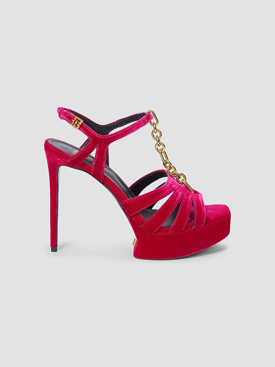 125MM Velvet Platform Sandals by Balmain