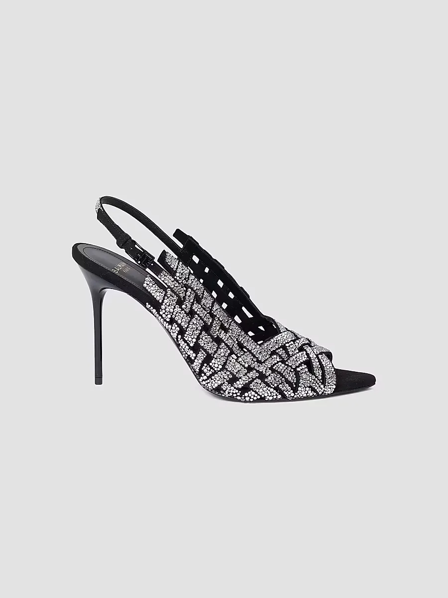 Fringe 95MM Embellished Slingback Peep Toe Pumps by Balmain