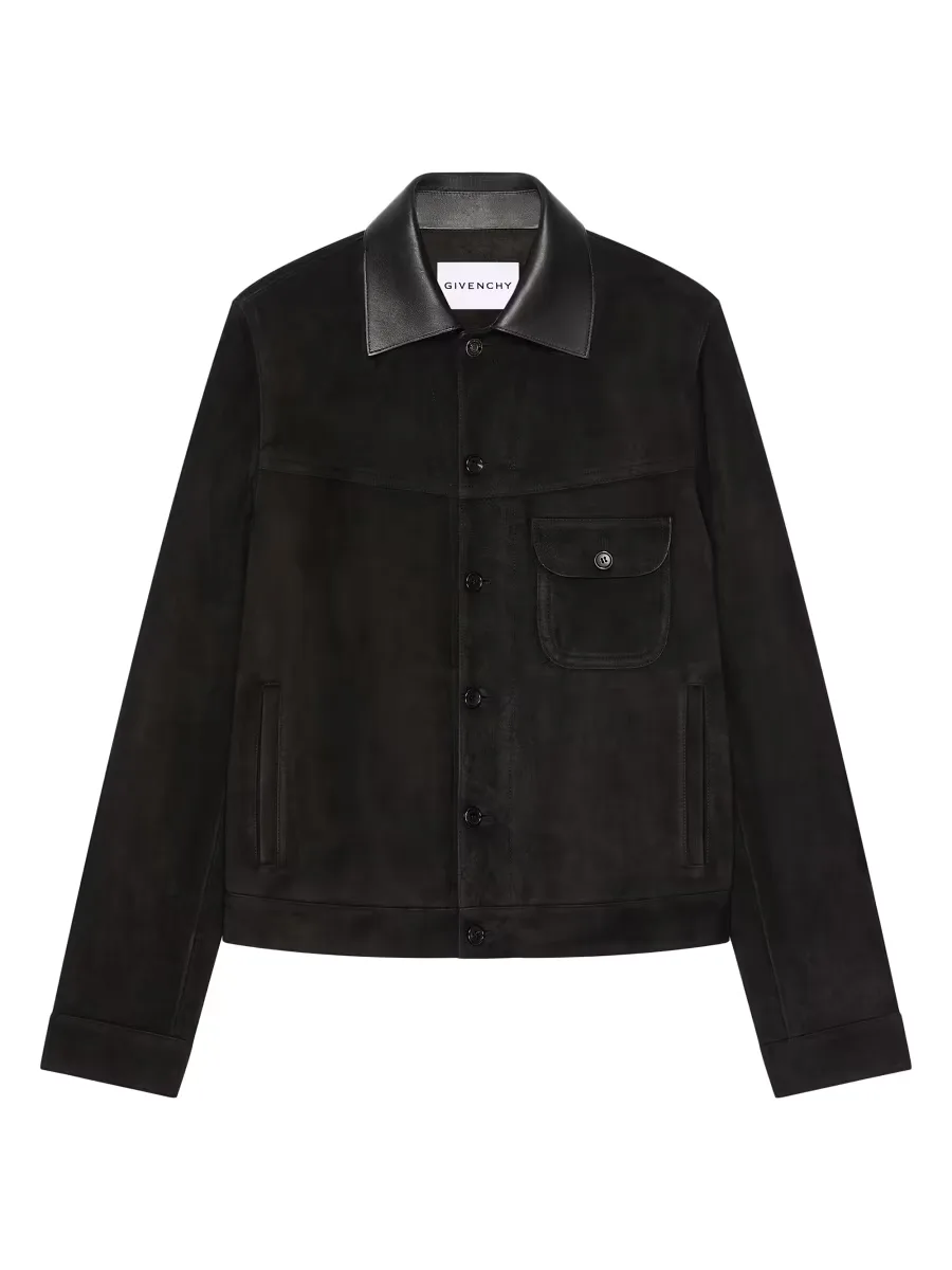 Jacket in Suede with Asymmetrical Pocket by GIVENCHY