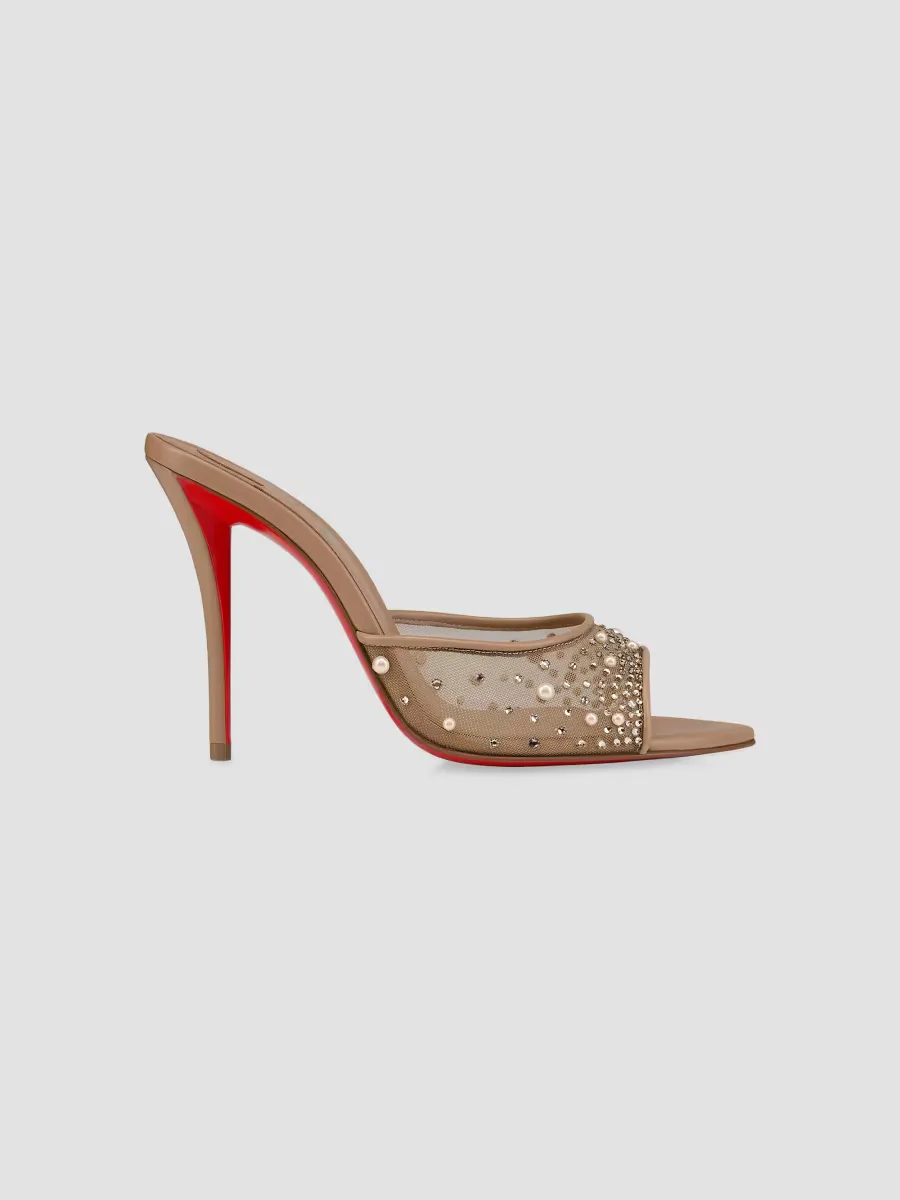 Miss Z Degrasstrass Perla Mesh and Leather 100MM Mule Sandals