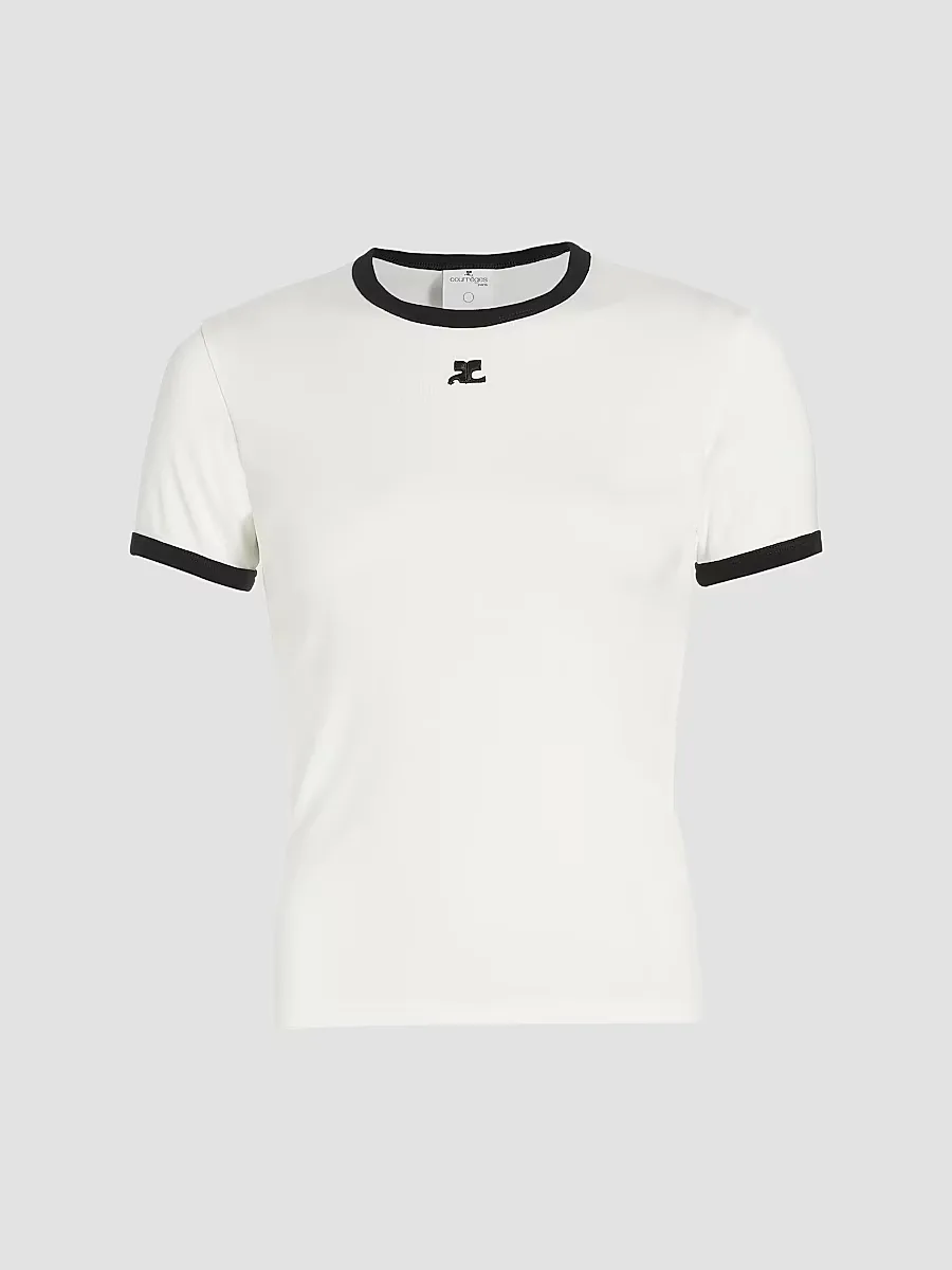 Reedition Contrast Cotton Tee by Courreges