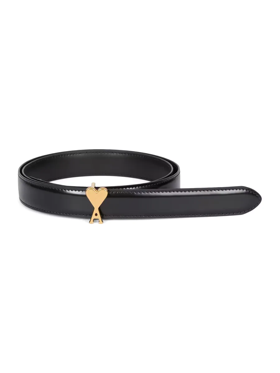 Logo Leather Belt by AMI Paris