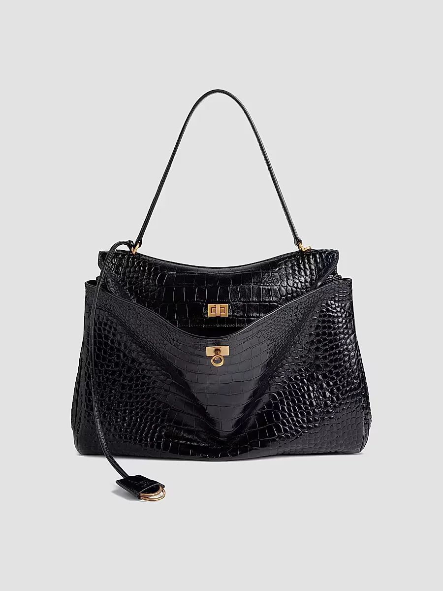 Rodeo Large Handbag Crocodile Embossed by Balenciaga