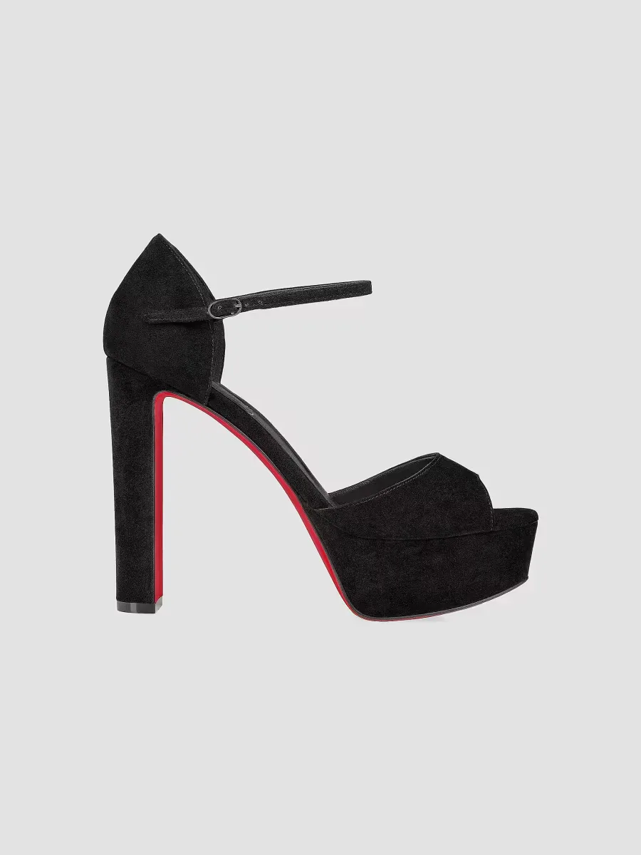 Sandaloo 130MM Veau Velours Platform Sandals by Christian Louboutin