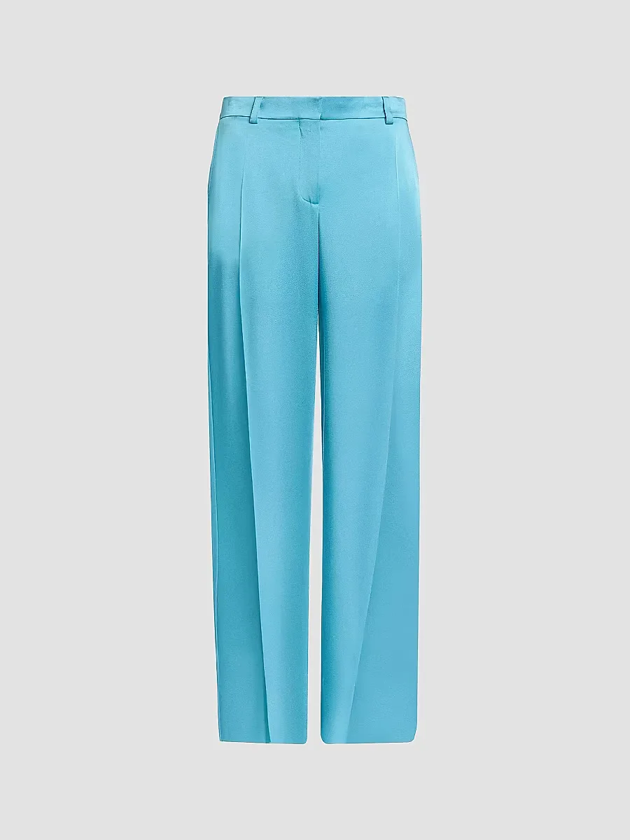 Satin Dropped Waist Straight Pants - Steel by Stella McCartney